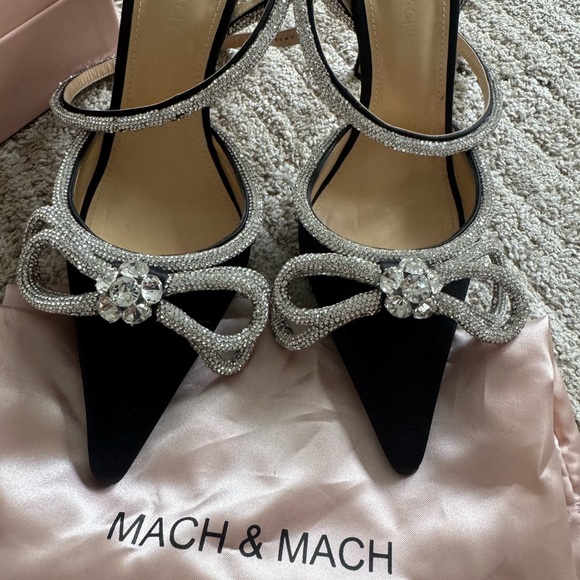 Mach & Mach Women's Black and Silver Heels size 38 - Picture 2 of 9